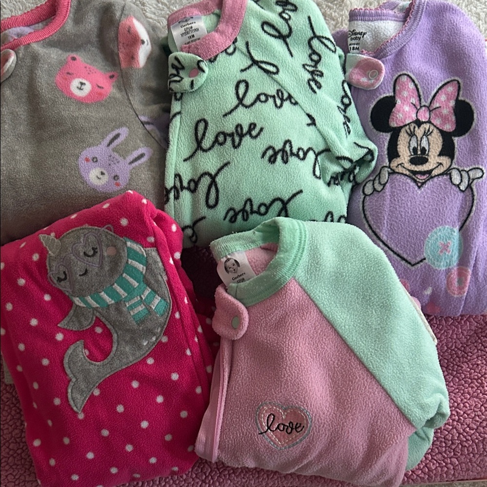 18 Months Baby girl fleece Pajamas Bundle